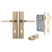Annecy Lever Stepped Backplate Entrance Kit w High Security Lock Brushed Brass