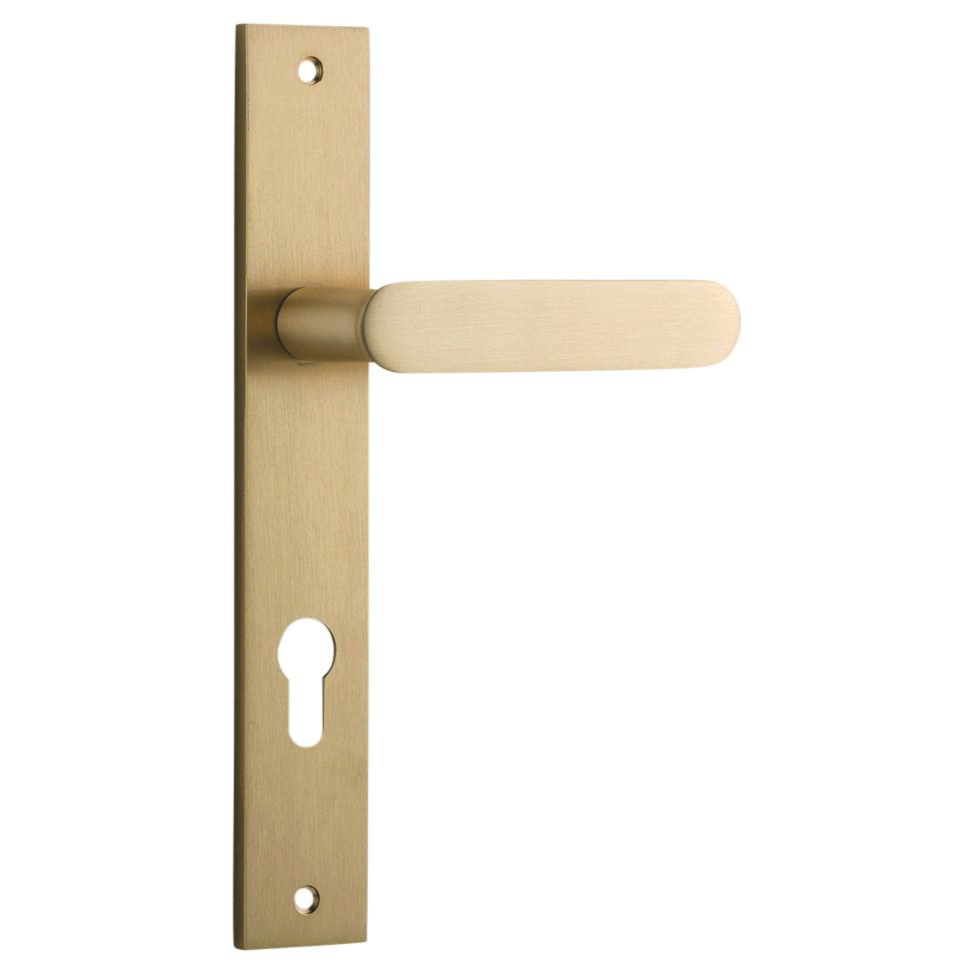 Bronte Lever Brushed Brass Rectangular Backplate