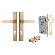 Bronte Lever Rectangular Backplate Entrance Kit w High Security Lock Brushed Brass
