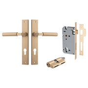 Berlin Lever Rectangular Backplate Entrance Kit w High Security Lock Brushed Brass