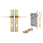 Como Lever Rectangular Backplate Entrance Kit w High Security Lock Brushed Brass