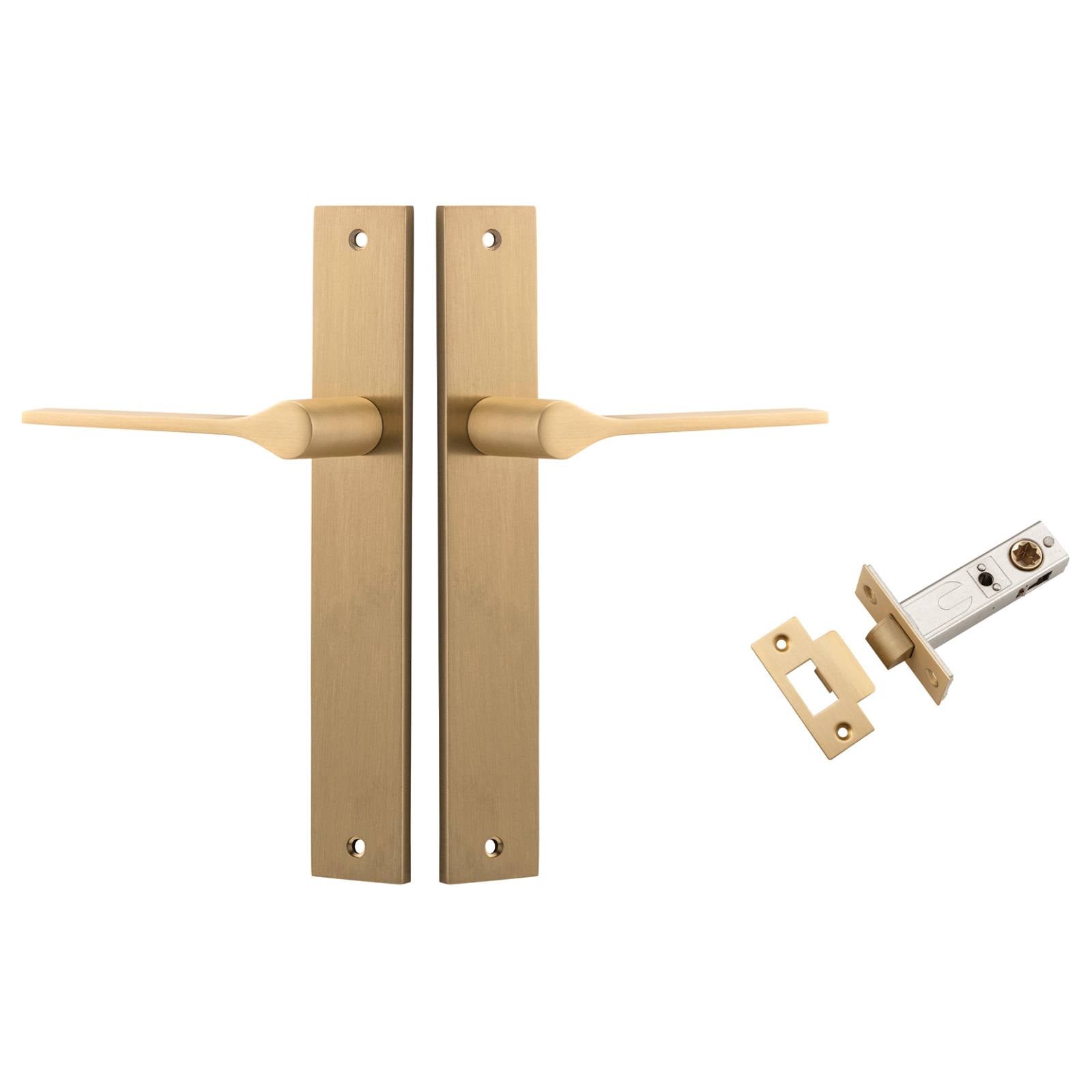 Como Lever Rectangular Backplate Passage Kit Brushed Brass