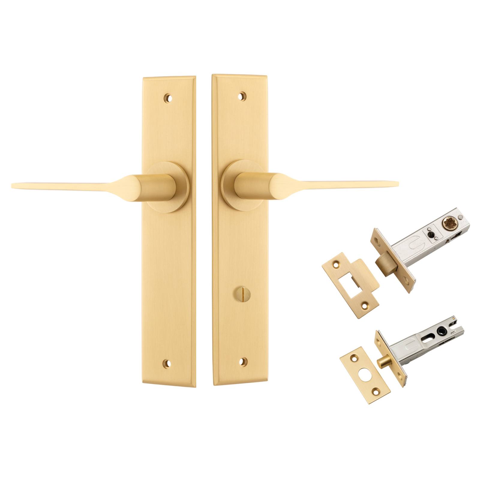 Como Lever Chamfered Backplate Privacy Kit Brushed Brass