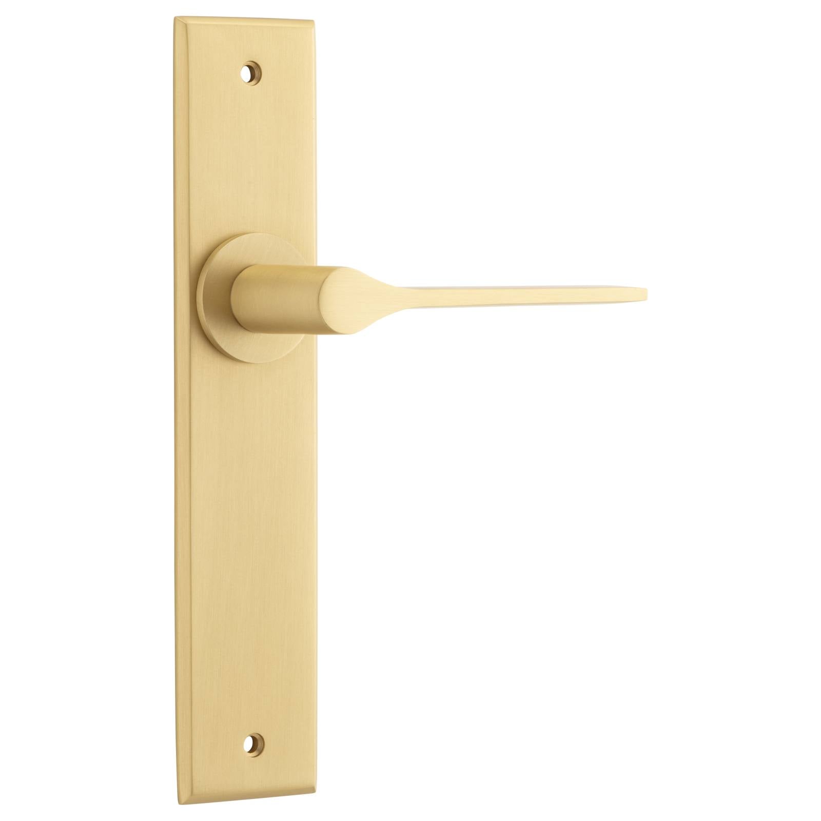 Como Lever Brushed Brass Chamfered Backplate