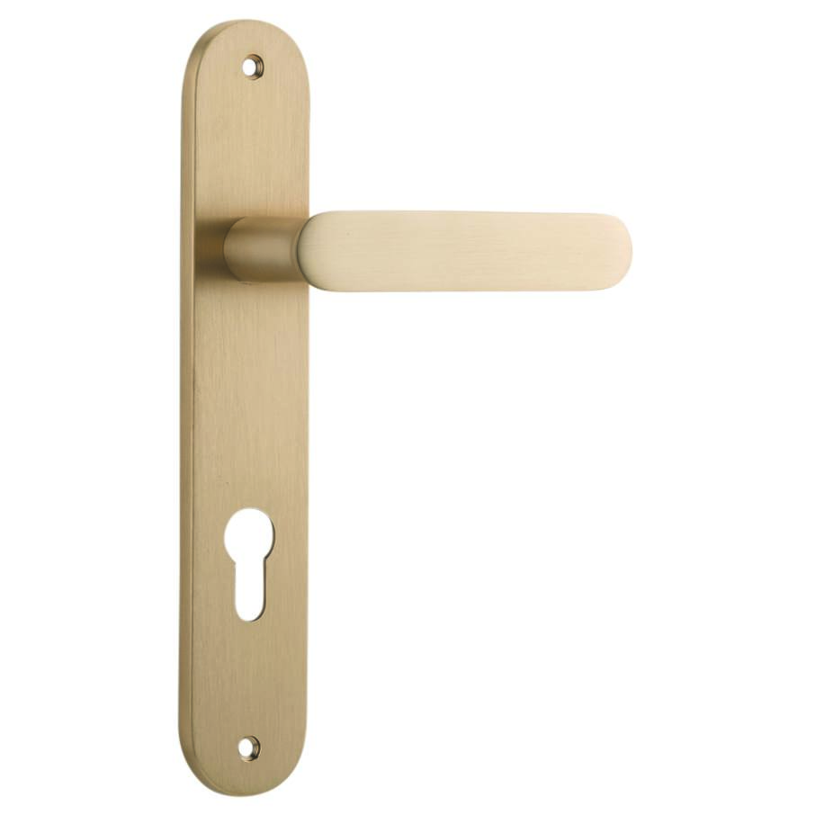 Bronte Lever Brushed Brass Oval Backplate