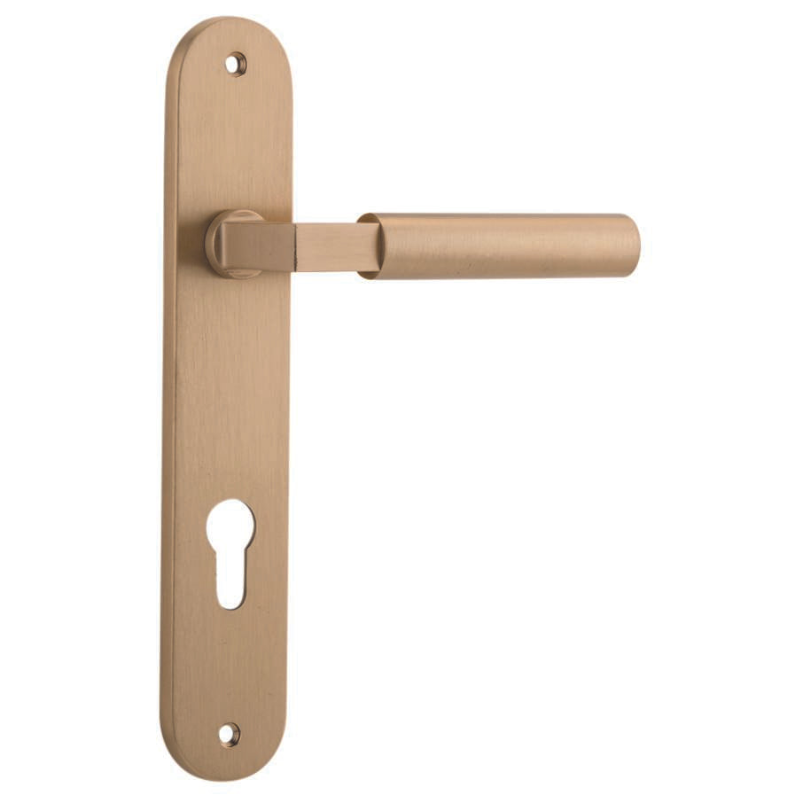 Berlin Lever Brushed Brass Oval Backplate