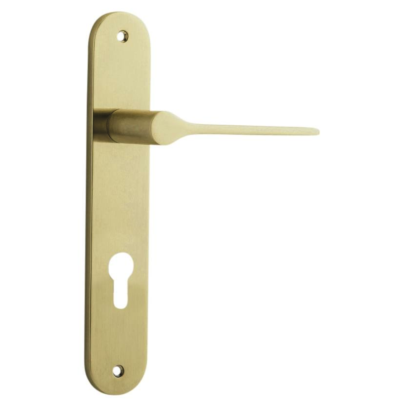 Como Lever Brushed Brass Oval Backplate
