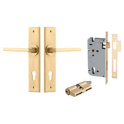 Baltimore Lever Chamfered Backplate Entrance Kit w High Security Lock Brushed Brass