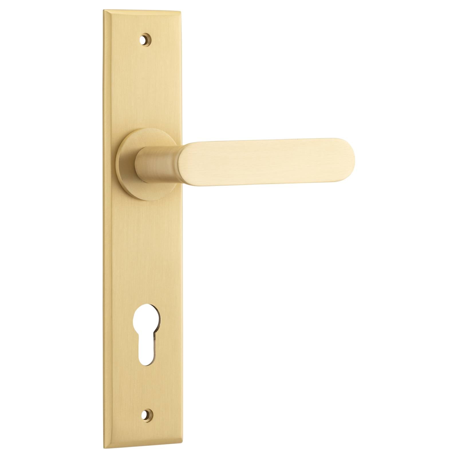 Bronte Lever Brushed Brass Chamfered Backplate