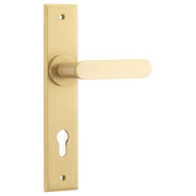Bronte Lever Brushed Brass Chamfered Backplate