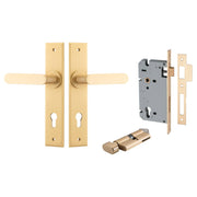 Bronte Lever Chamfered Backplate Entrance Kit w High Security Lock Brushed Brass