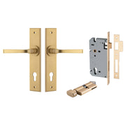 Annecy Lever Chamfered Backplate Entrance Kit w High Security Lock Brushed Brass