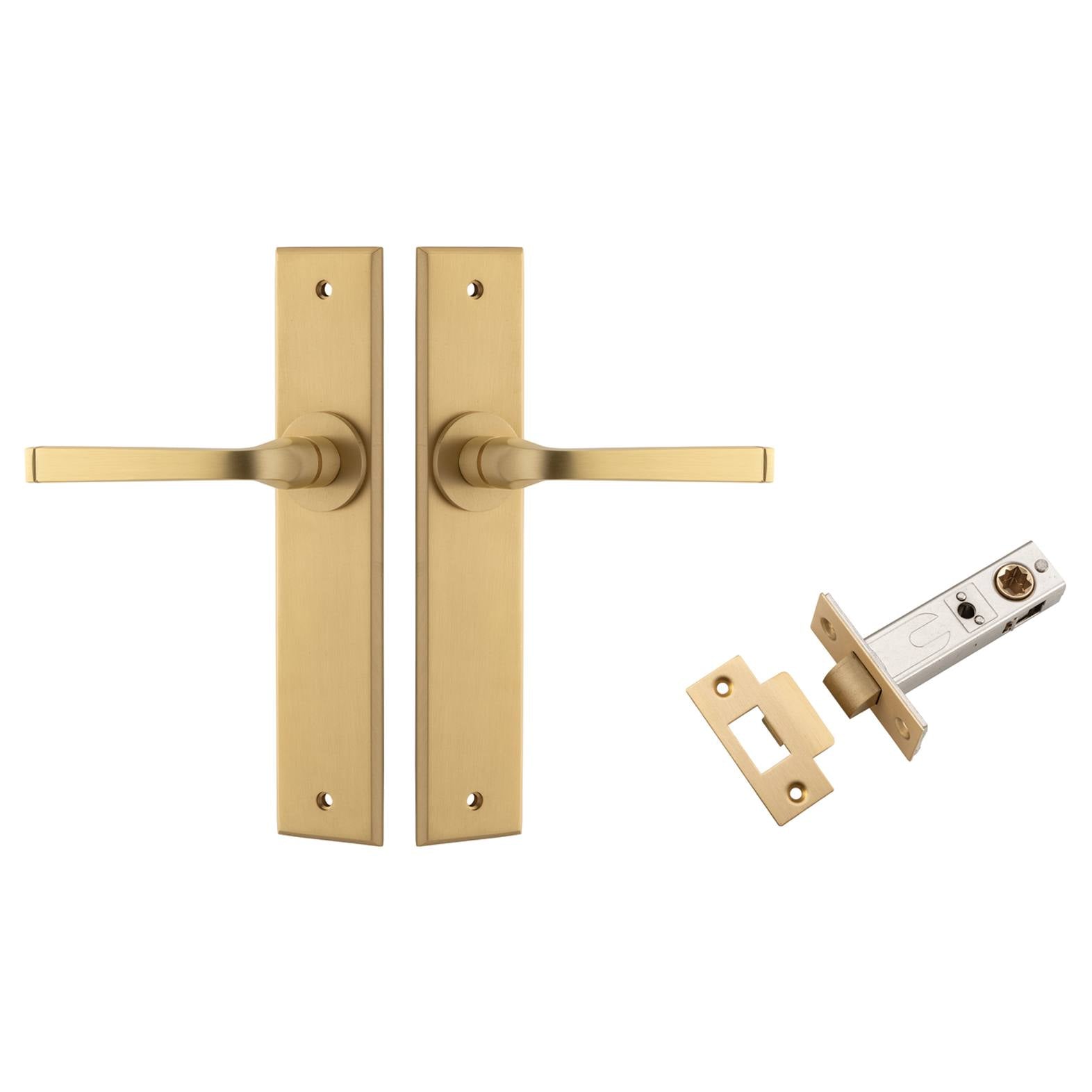 Annecy Lever Chamfered Backplate Passage Kit Brushed Brass