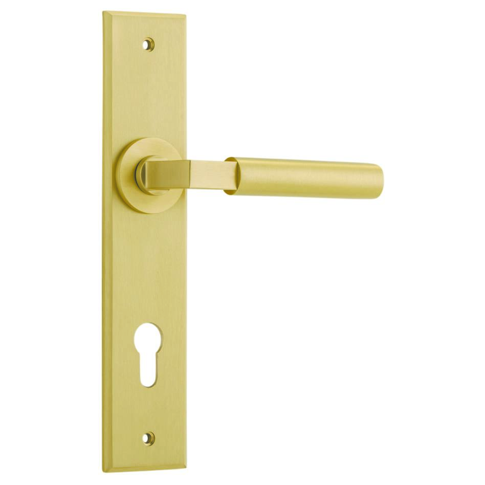 Berlin Lever Brushed Brass Chamfered Backplate