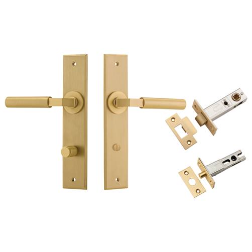 Berlin Lever Chamfered Backplate Privacy Kit Brushed Brass