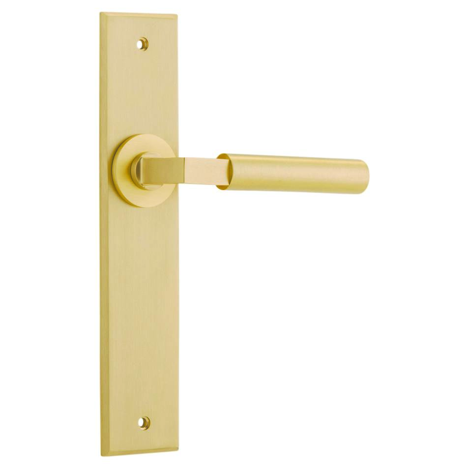 Berlin Lever Brushed Brass Chamfered Backplate