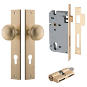 Paddington Knob Rectangular Backplate Entrance Kit w High Security Lock Brushed Brass