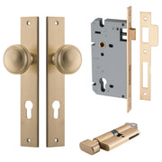 Paddington Knob Rectangular Backplate Entrance Kit w High Security Lock Brushed Brass