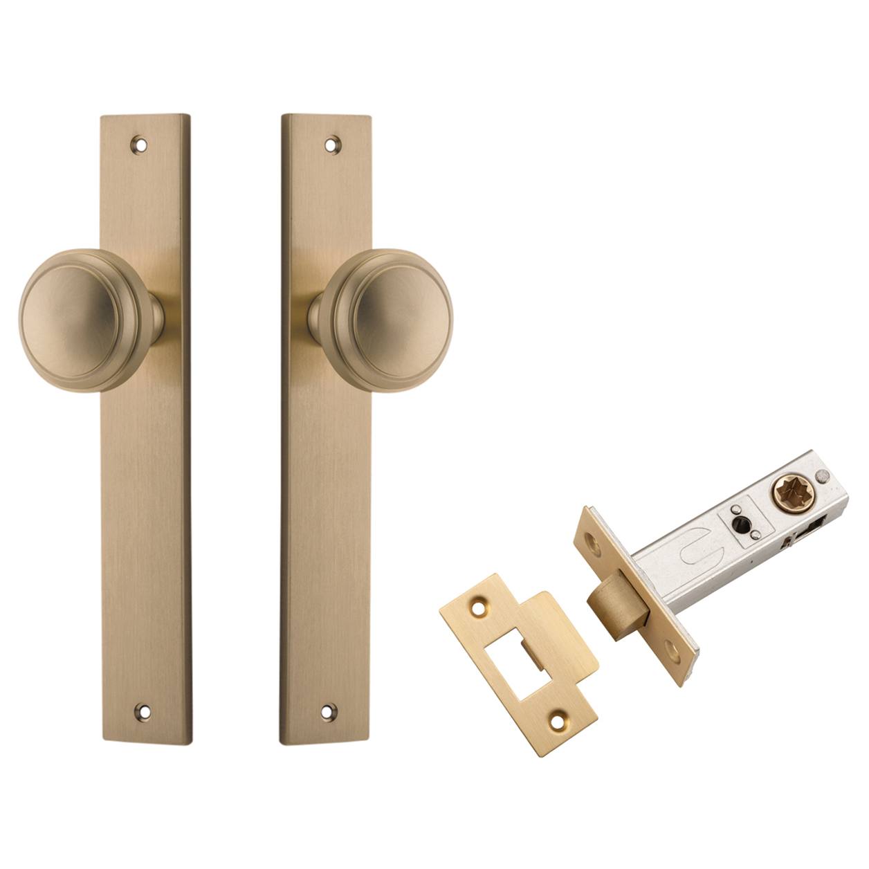 Paddington Knob Rectangular Backplate Passage Kit Brushed Brass