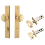 Cambridge Knob Rectangular Backplate Privacy Kit w Privacy Turn Brushed Brass