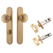 Paddington Knob Oval Backplate Privacy Kit w Privacy Turn Brushed Brass