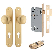 Cambridge Knob Oval Backplate Entrance Kit w High Security Lock Brushed Brass