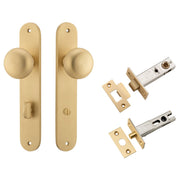 Cambridge Knob Oval Backplate Privacy Kit w Privacy Turn Brushed Brass