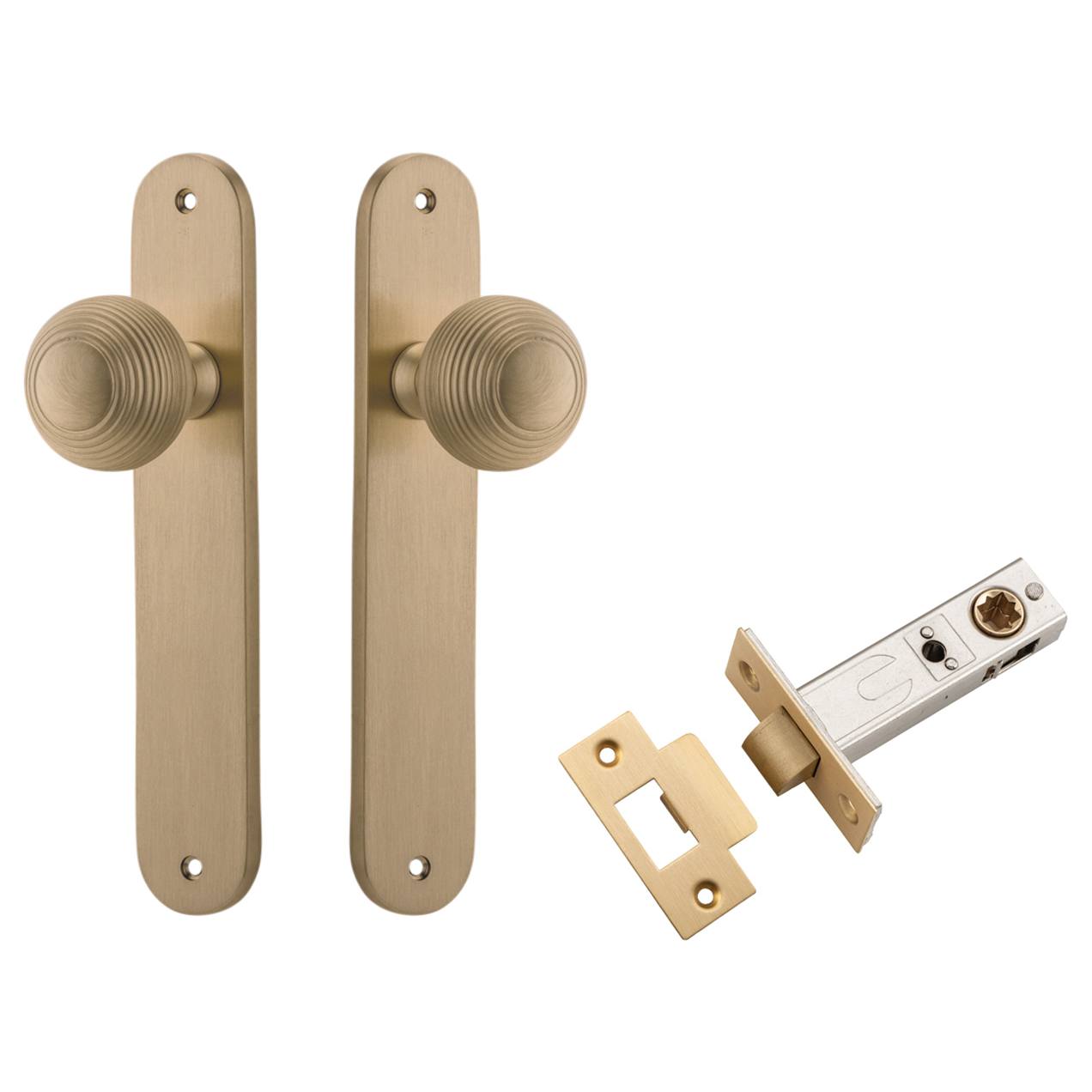 Guildford Knob Oval Backplate Passage Kit Brushed Brass