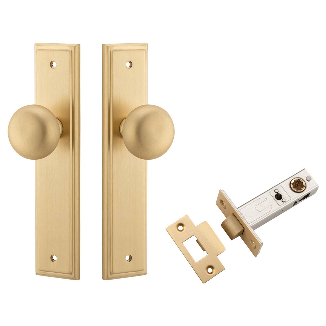 Cambridge Knob Stepped Backplate Passage Kit Brushed Brass