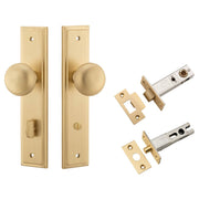 Cambridge Knob Stepped Backplate Privacy Kit w Privacy Turn Brushed Brass