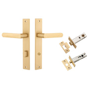 Osaka Lever Rectangular Backplate Privacy Kit w Privacy Turn Brushed Brass