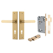 Osaka Lever Chamfered Backplate Entrance Kit w High Security Lock Brushed Brass