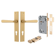 Copenhagen Lever Rectangular Backplate Entrance Kit w High Security Lock Brushed Brass
