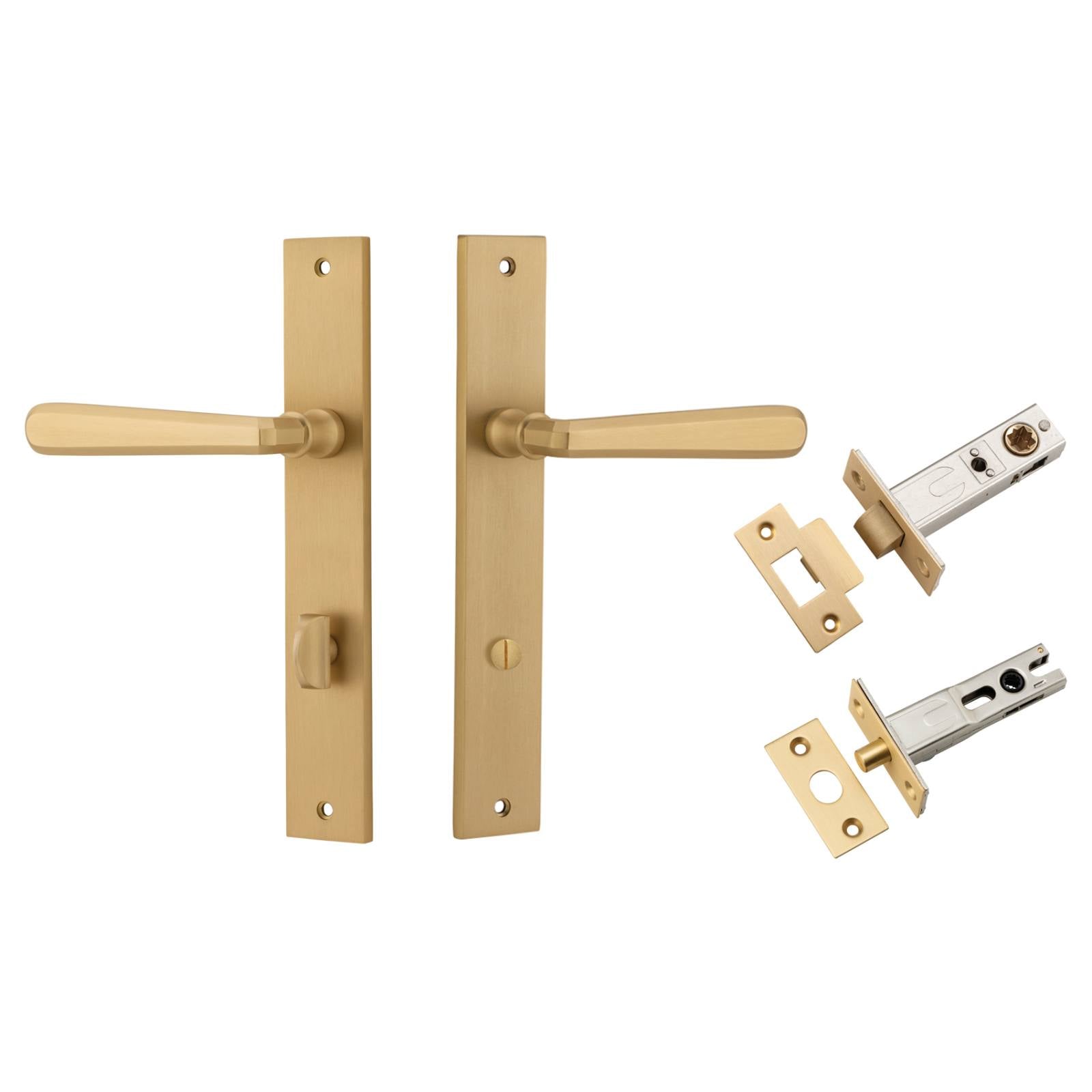 Copenhagen Lever Rectangular Backplate Privacy Kit w Privacy Turn Brushed Brass