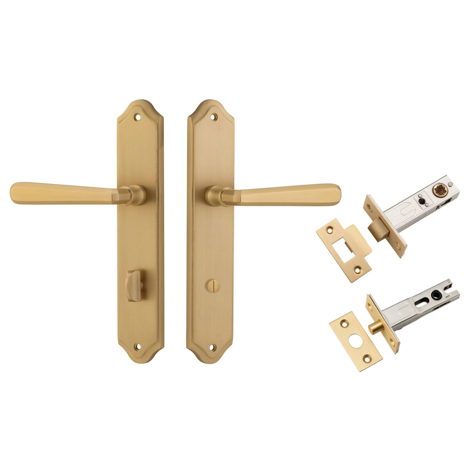 Copenhagen Lever Shouldered Backplate Privacy Kit w Privacy Turn Brushed Brass