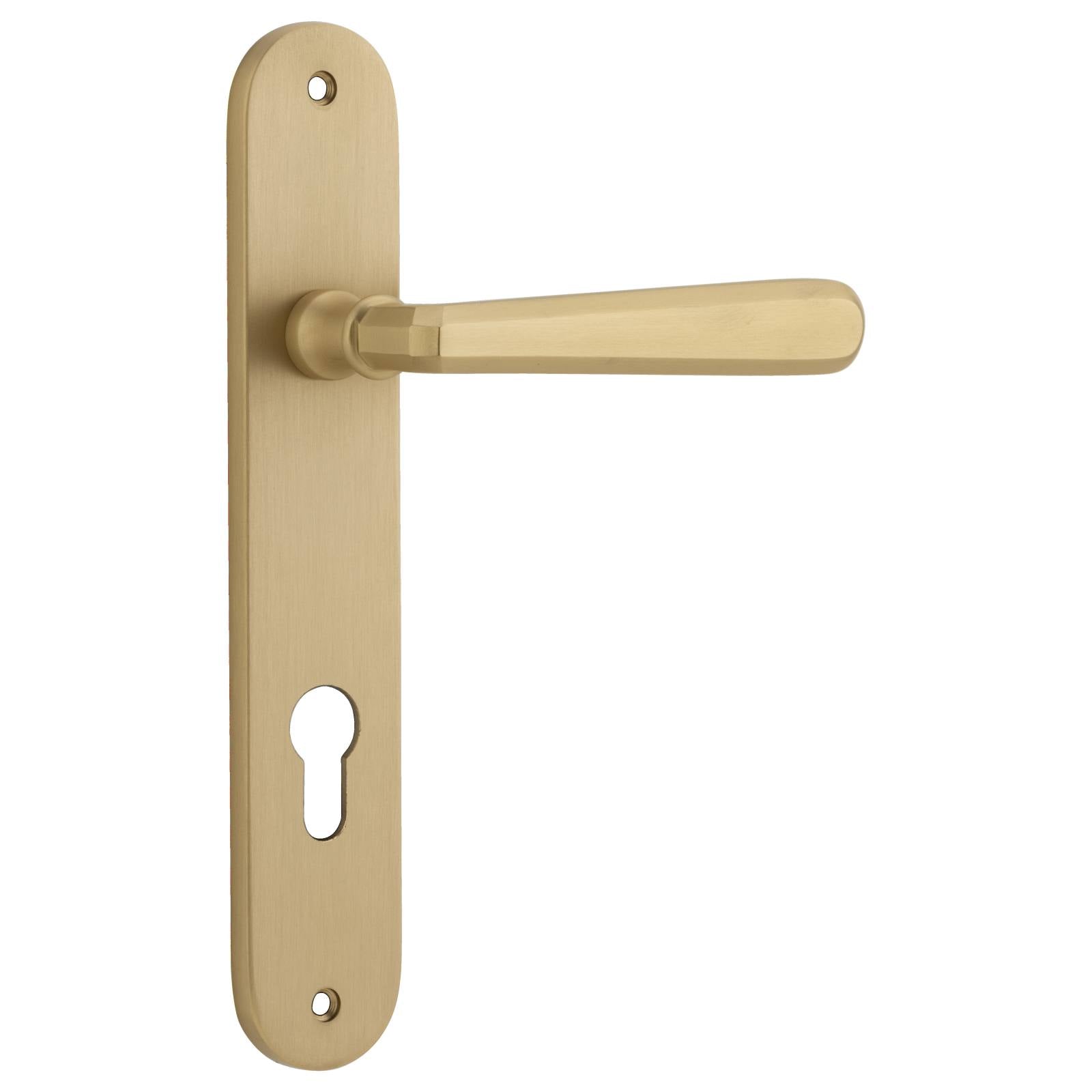 Copenhagen Lever Oval Backplate Brushed Brass
