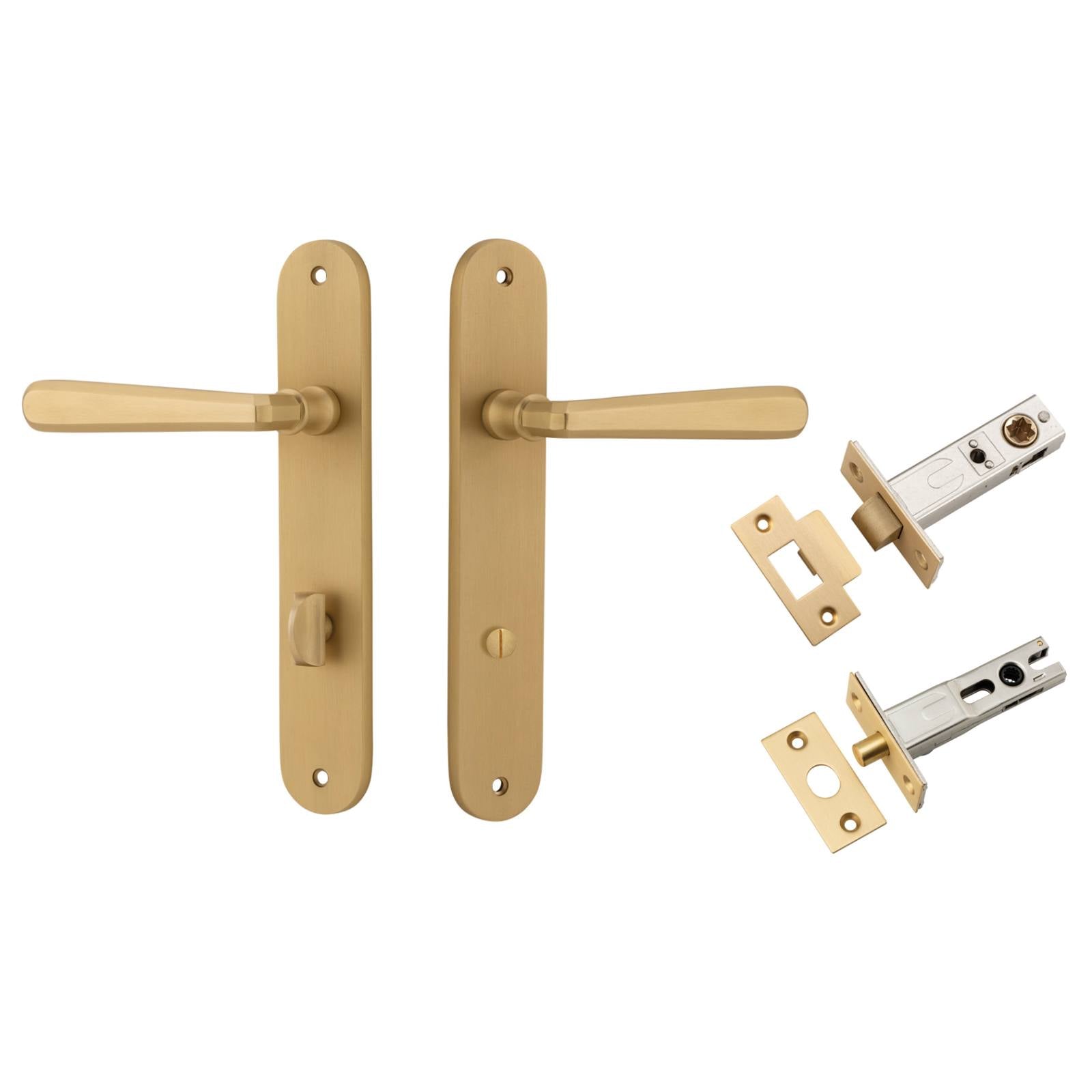 Copenhagen Lever Oval Backplate Privacy Kit w Privacy Turn Brushed Brass