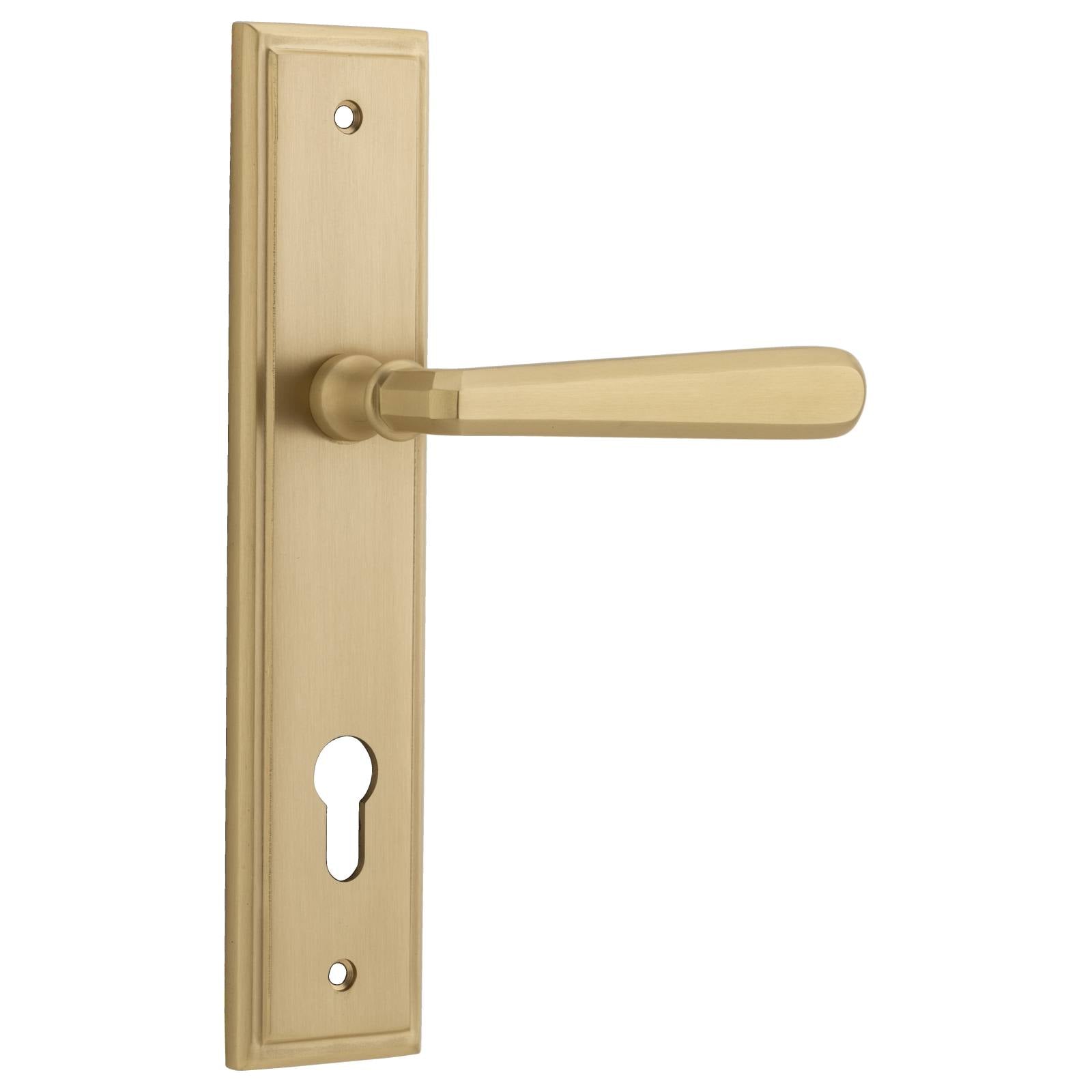 Copenhagen Lever Stepped Backplate Brushed Brass