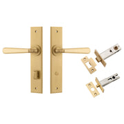 Copenhagen Lever Chamfered Backplate Privacy Kit w Privacy Turn Brushed Brass