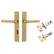 Helsinki Lever Rectangular Backplate Privacy Kit w Privacy Turn Brushed Brass