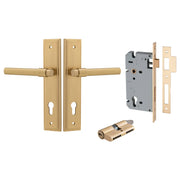 Helsinki Lever Stepped Backplate Entrance Kit w High Security Lock Brushed Brass