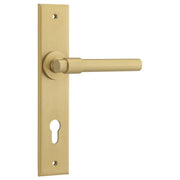Helsinki Lever Brushed Brass Chamfered Backplate