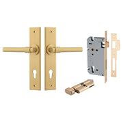 Helsinki Lever Chamfered Backplate Entrance Kit w High Security Lock Brushed Brass