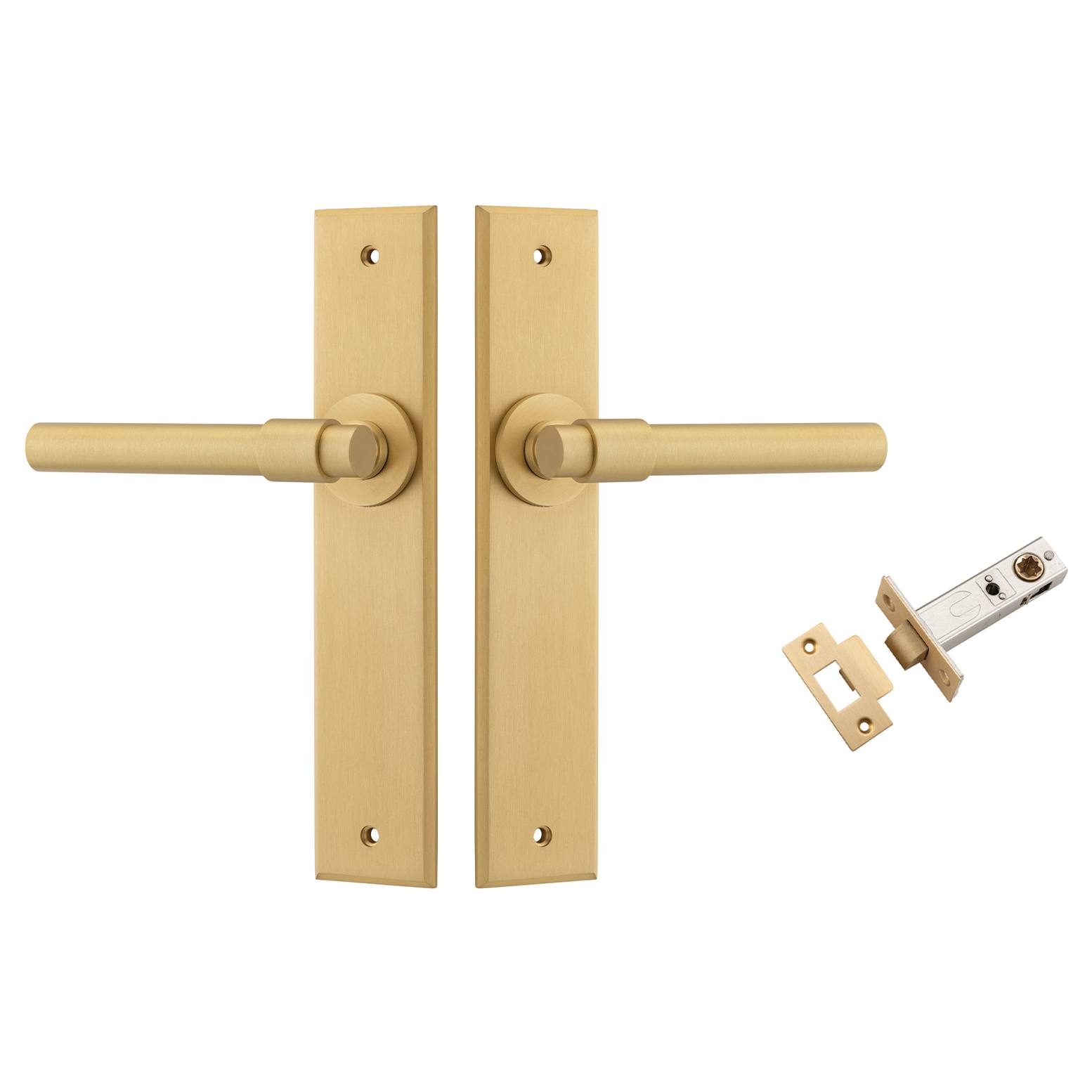 Helsinki Lever Chamfered Backplate Passage Kit Brushed Brass