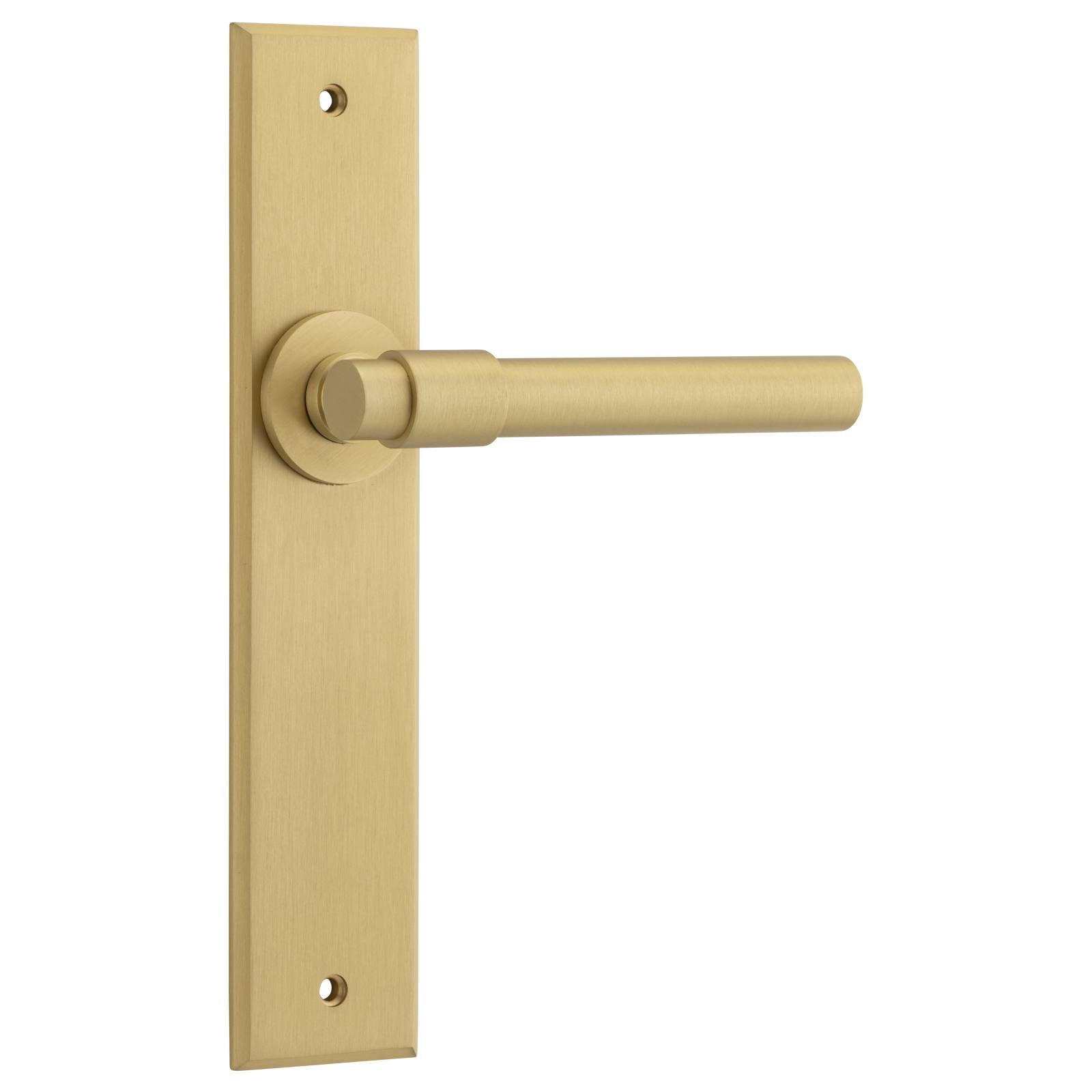 Helsinki Lever Brushed Brass Chamfered Backplate