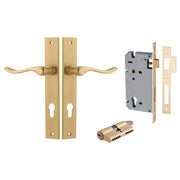 Stirling Lever Rectangular Backplate Entrance Kit w High Security Lock Brushed Brass