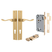 Stirling Lever Rectangular Backplate Entrance Kit w High Security Lock Brushed Brass