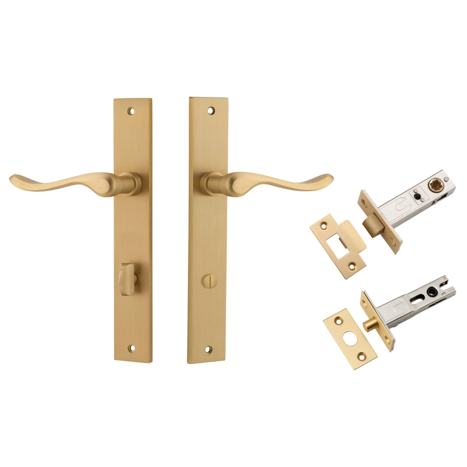 Stirling Lever Rectangular Backplate Privacy Kit w Privacy Turn Brushed Brass