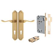 Stirling Lever Shouldered Backplate Entrance Kit w High Security Lock Brushed Brass