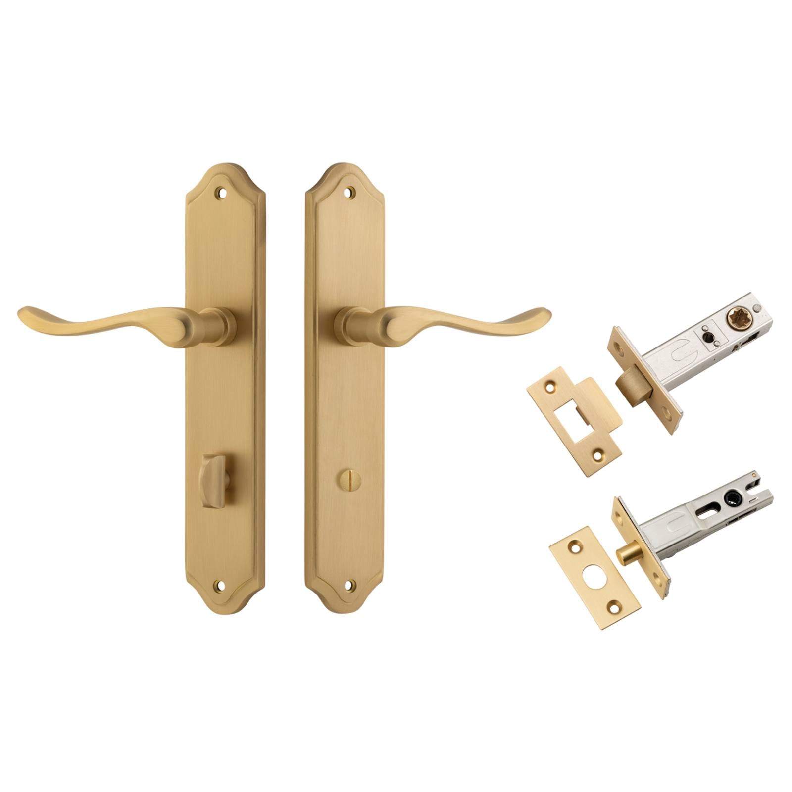 Stirling Lever Shouldered Backplate Privacy Kit w Privacy Turn Brushed Brass